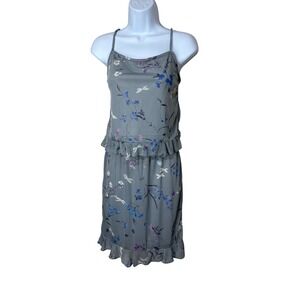 Vintage Jay Jacobs Y2K Floral Skirt Set Size M Blue Purple Ruffle Hem Sleeveless
